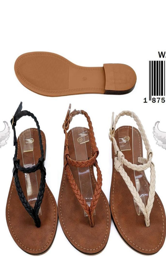 Women's Braided T-Strap Sandals