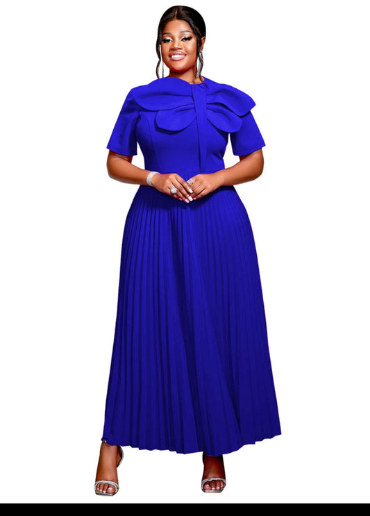 Ruffled High Neckline Maxi Dress