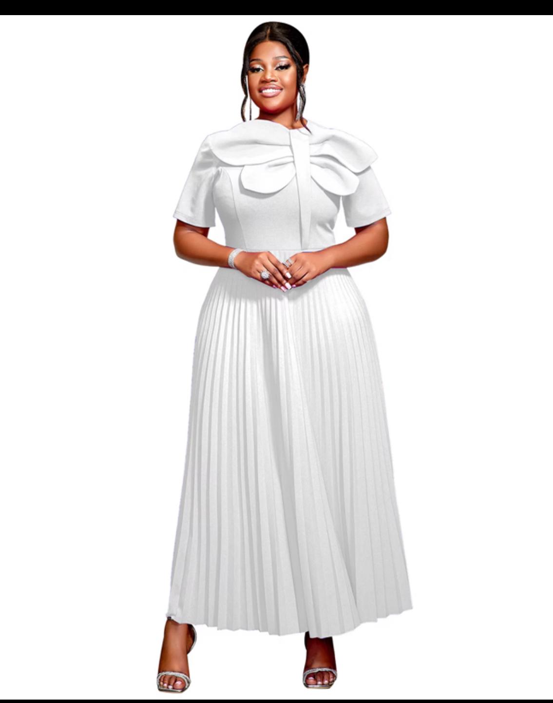 Ruffled High Neckline Maxi Dress