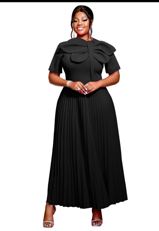 Ruffled High Neckline Maxi Dress