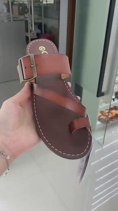 Brown Thong Sandal with Straps - CUVX Collection